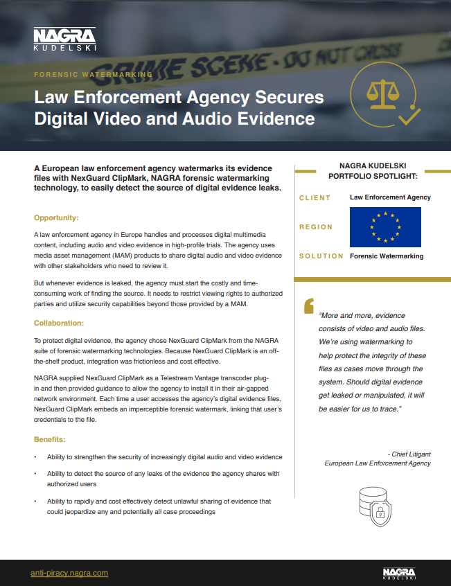 Law Enforcement Agency Secures Digital Video and Audio Evidence