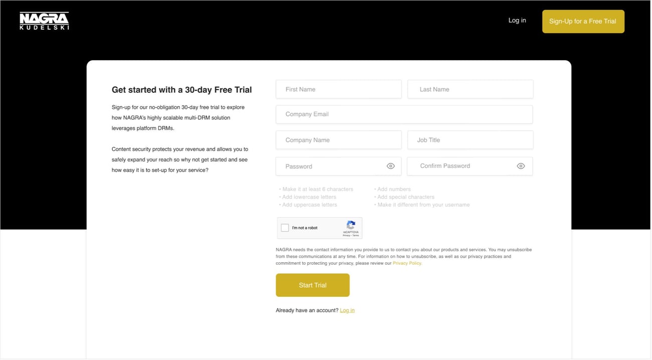 trial front page screen shot